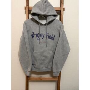 Jerzees-gray hooded sweatshirt- Wrigley Field- size Medium